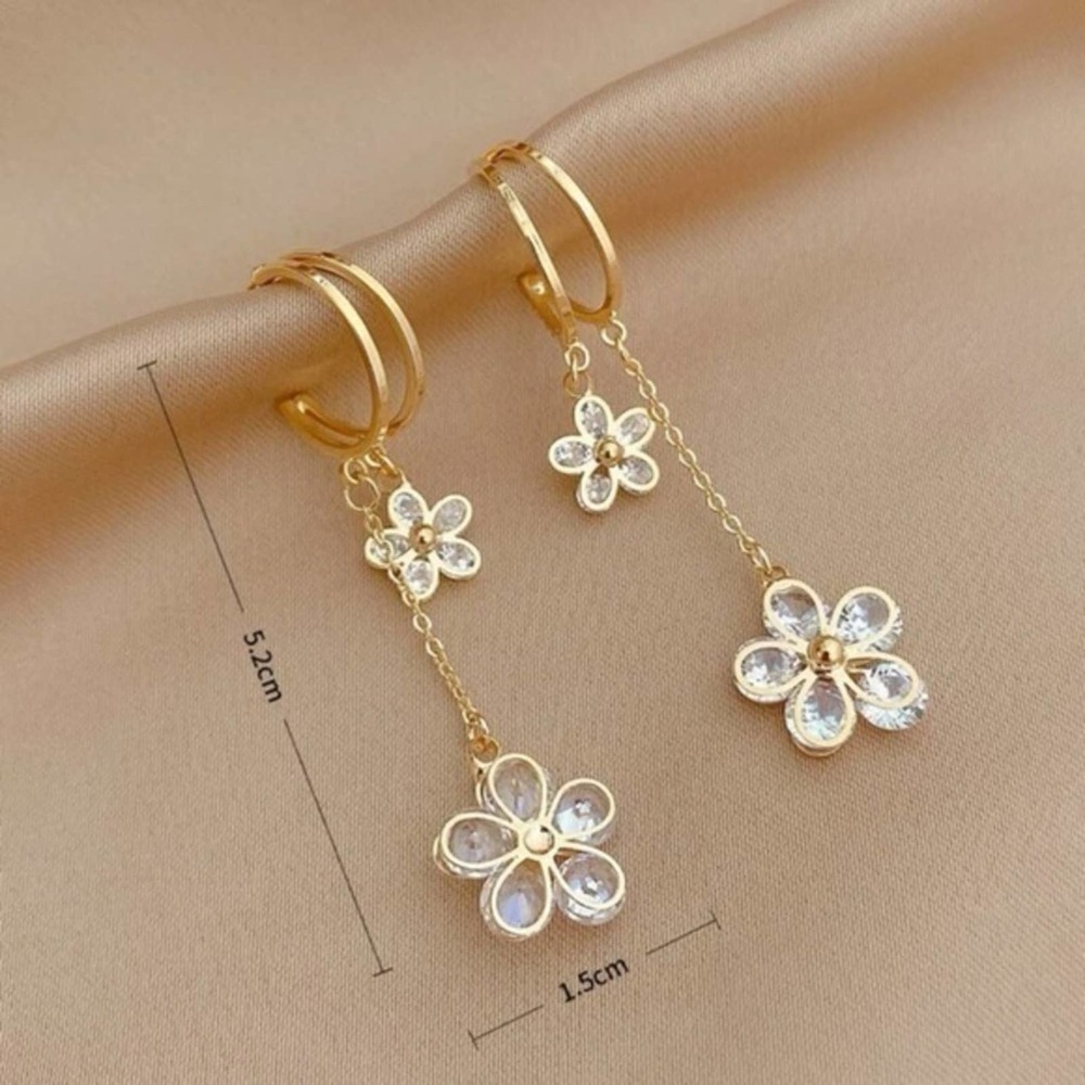 Flower Drop CZ Earrings BRAND NEW - Picture 4 of 5